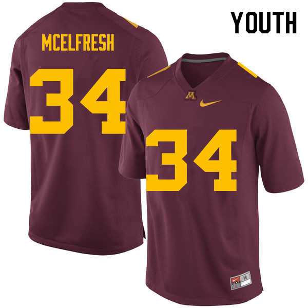 Youth #34 Logan McElfresh Minnesota Golden Gophers College Football Jerseys Sale-Maroon